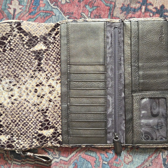 Brighton Tri Fold Snake Skin Leather Wallet - Picture 2 of 10